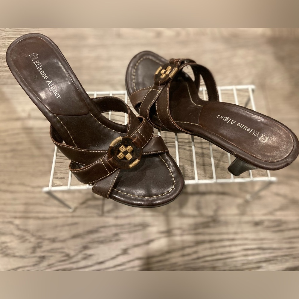Etienne Aigner Dark Brown Heeled Sandals